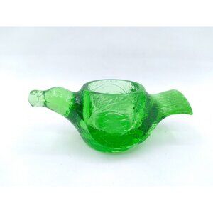 Vtg. Unmarked Possibly L. G Wright Mold Green Bird Glass Open Salt READ